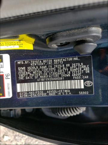 Photo 10 from auction – 2013 TOYOTA CAMRY L with VIN 4T1BF1FK2DU695081