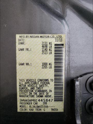 Photo 10 from auction – 2014 NISSAN MAXIMA S with VIN 1N4AA5AP4EC445847