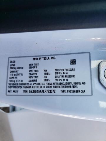 Photo 10 from auction – 2020 TESLA MODEL 3 with VIN 5YJ3E1EA7LF783572
