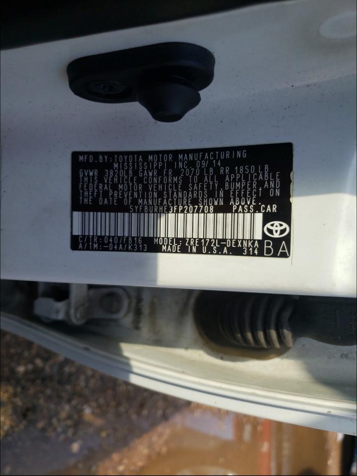 Photo 10 from auction – 2015 TOYOTA COROLLA L with VIN 5YFBURHE3FP207708