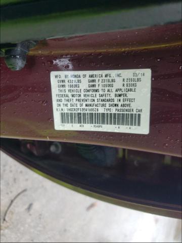 Photo 10 from auction – 2014 HONDA ACCORD SPO with VIN 1HGCR2F52EA189528