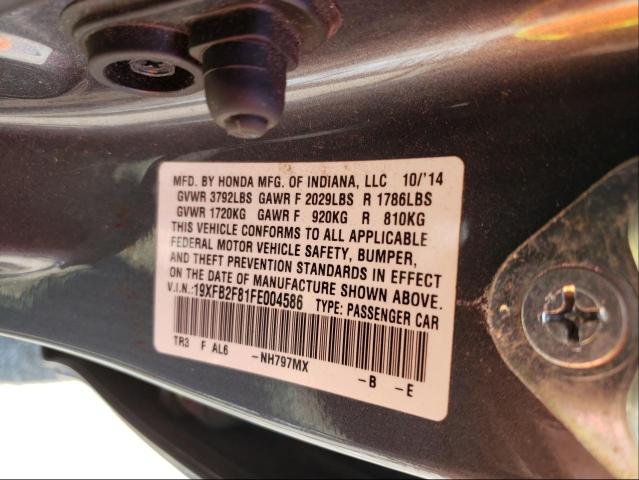 Photo 10 from auction – 2015 HONDA CIVIC EX with VIN 19XFB2F81FE004586