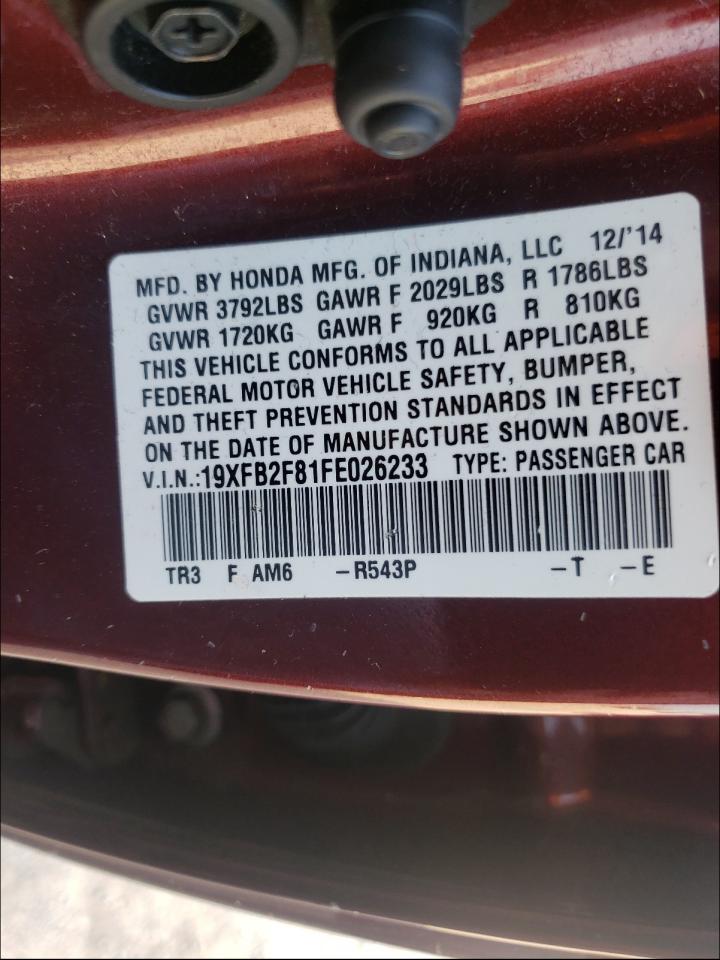 Photo 10 from auction – 2015 HONDA CIVIC EX with VIN 19XFB2F81FE026233