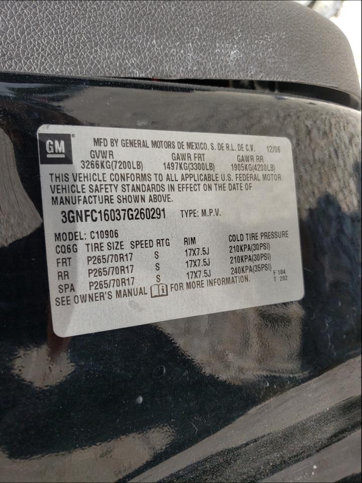 Photo 10 from auction – 2007 CHEVROLET SUBURBAN C with VIN 3GNFC16037G260291