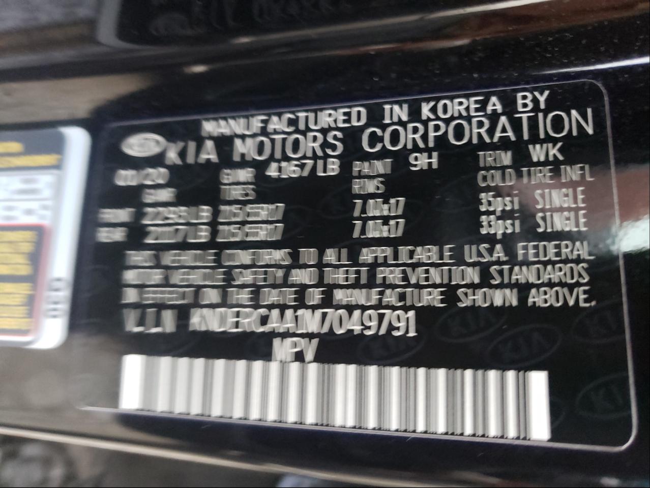 Photo 10 from auction – 2021 KIA SELTOS EX with VIN KNDERCAA1M7049791