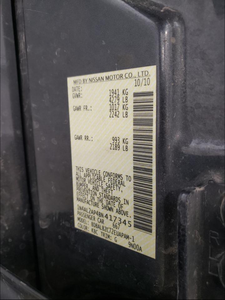 Photo 10 from auction – 2011 NISSAN ALTIMA BAS with VIN 1N4AL2AP4BN417345