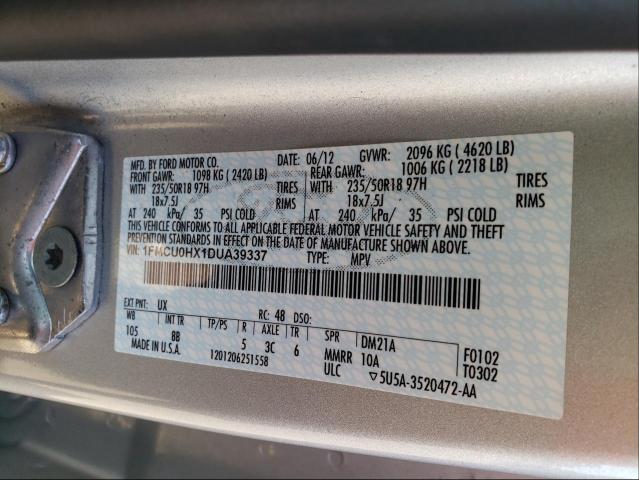Photo 10 from auction – 2013 FORD ESCAPE SEL with VIN 1FMCU0HX1DUA39337