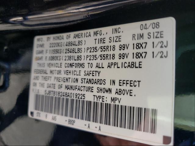 Photo 10 from auction – 2008 ACURA RDX with VIN 5J8TB18248A019225