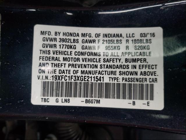 Photo 10 from auction – 2016 HONDA CIVIC EX with VIN 19XFC1F3XGE211541