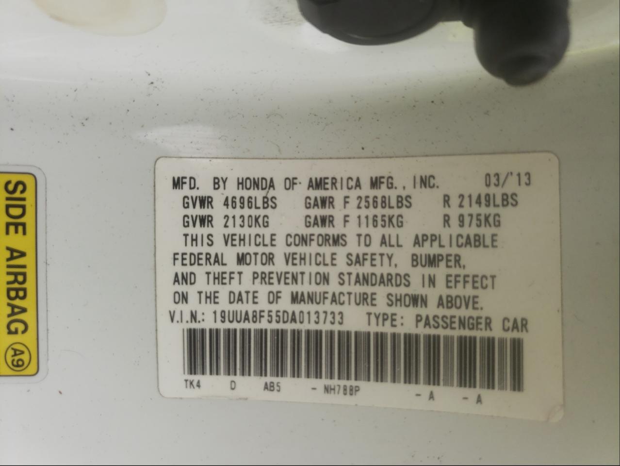 Photo 10 from auction – 2013 ACURA TL TECH with VIN 19UUA8F55DA013733