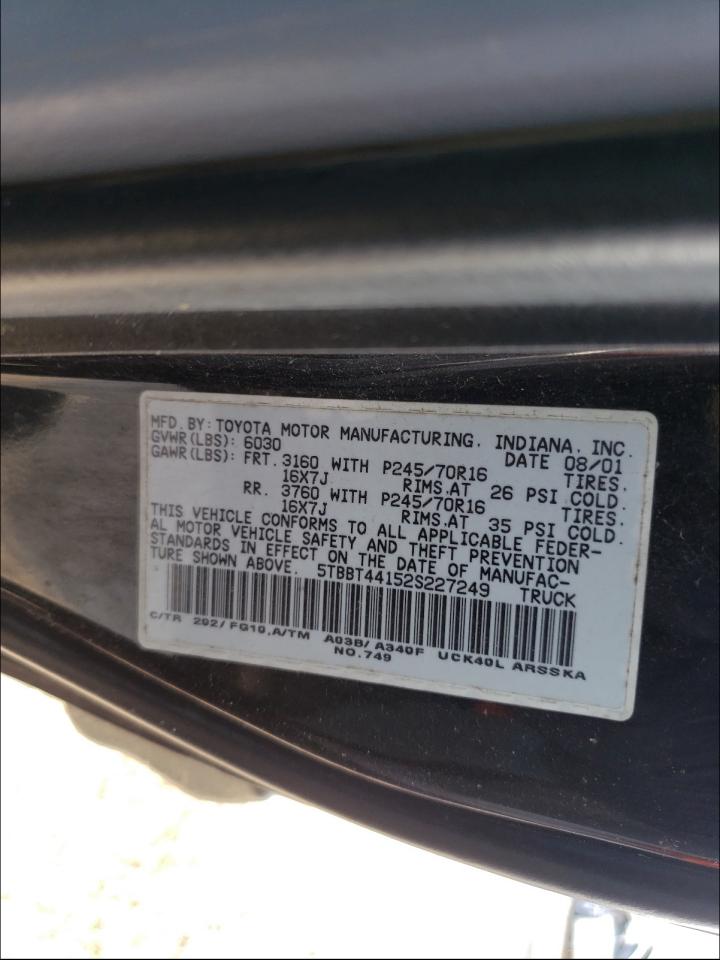 Photo 10 from auction – 2002 TOYOTA TUNDRA ACC with VIN 5TBBT44152S227249