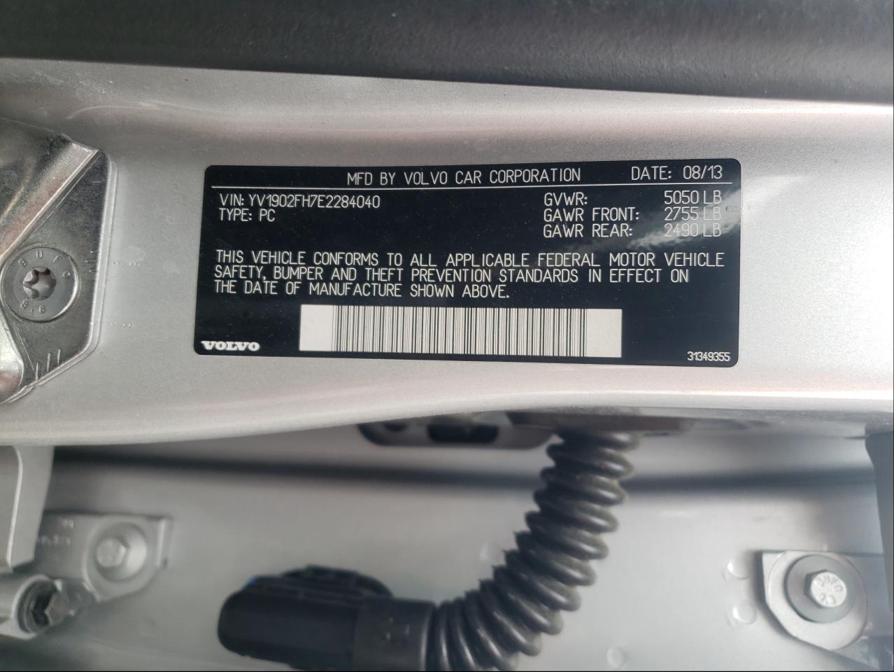 Photo 10 from auction – 2014 VOLVO S60 T6 with VIN YV1902FH7E2284040