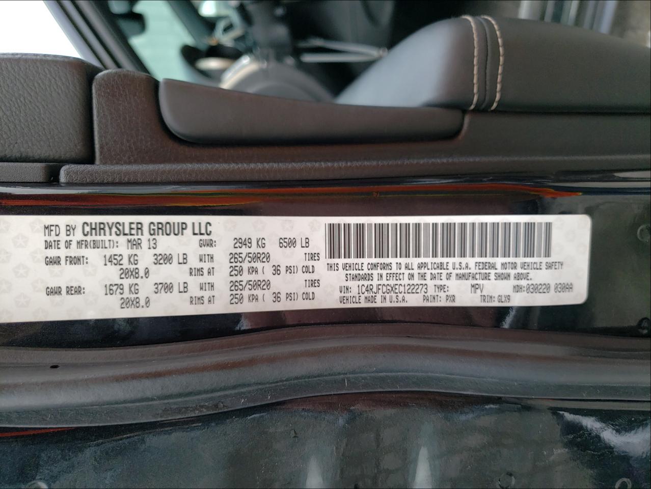 Photo 10 from auction – 2014 JEEP GRAND CHER with VIN 1C4RJFCGXEC122273