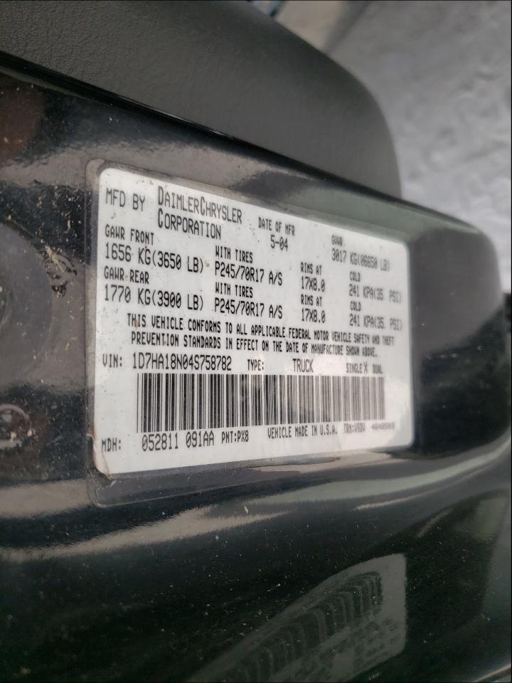 Photo 10 from auction – 2004 DODGE RAM 1500 S with VIN 1D7HA18N04S758782