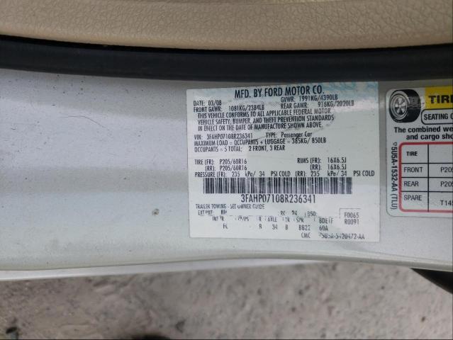 Photo 10 from auction – 2008 FORD FUSION SE with VIN 3FAHP07108R236341