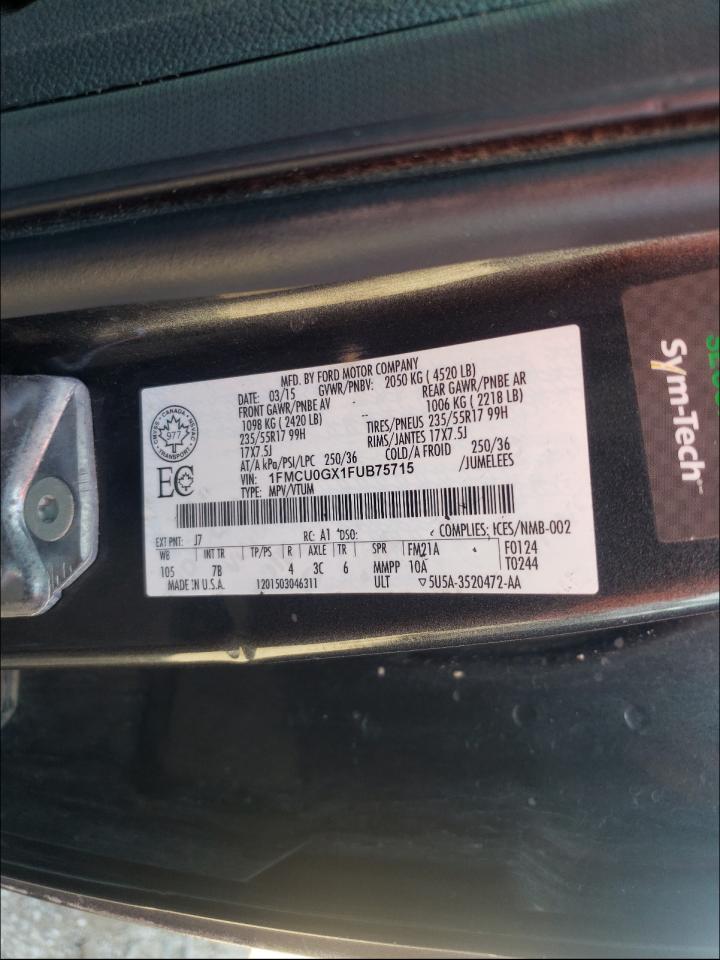 Photo 10 from auction – 2015 FORD ESCAPE SE with VIN 1FMCU0GX1FUB75715