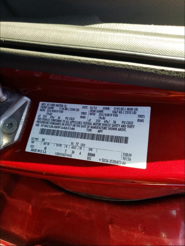 Photo 10 from auction – 2015 FORD ESCAPE TIT with VIN 1FMCU9J90FUA63146