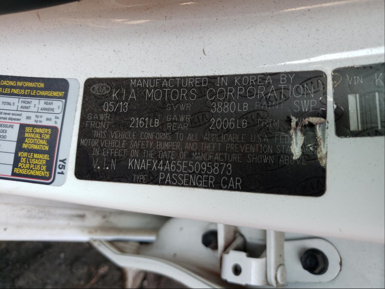 Photo 10 from auction – 2014 KIA FORTE LX with VIN KNAFX4A65E5095873