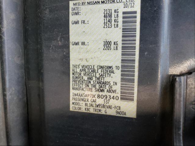 Photo 10 from auction – 2013 NISSAN MAXIMA S with VIN 1N4AA5AP7DC809340