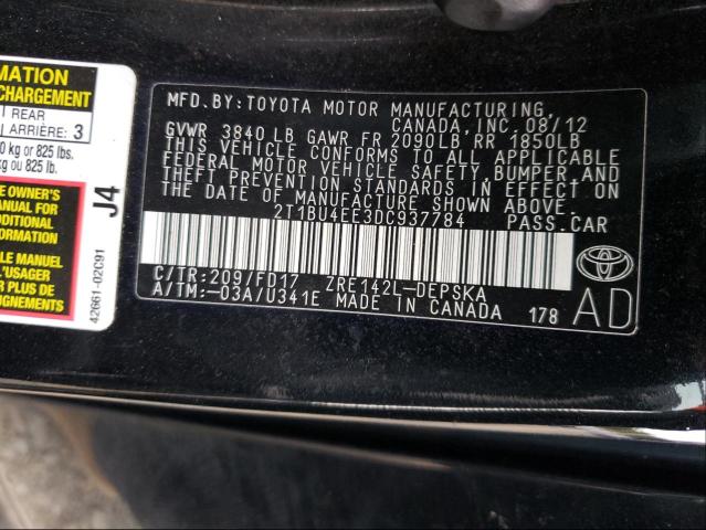 Photo 10 from auction – 2013 TOYOTA COROLLA BA with VIN 2T1BU4EE3DC937784