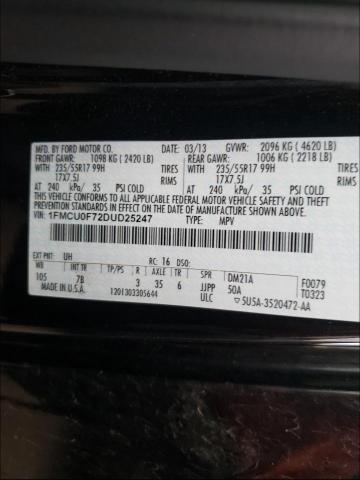 Photo 10 from auction – 2013 FORD ESCAPE S with VIN 1FMCU0F72DUD25247