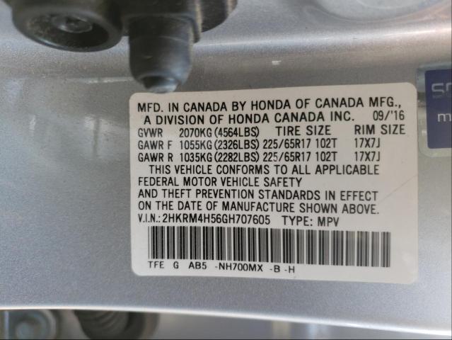Photo 10 from auction – 2016 HONDA CR-V EX with VIN 2HKRM4H56GH707605