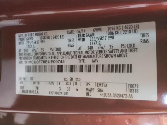 Photo 10 from auction – 2014 FORD ESCAPE S with VIN 1FMCU0F78EUE00745