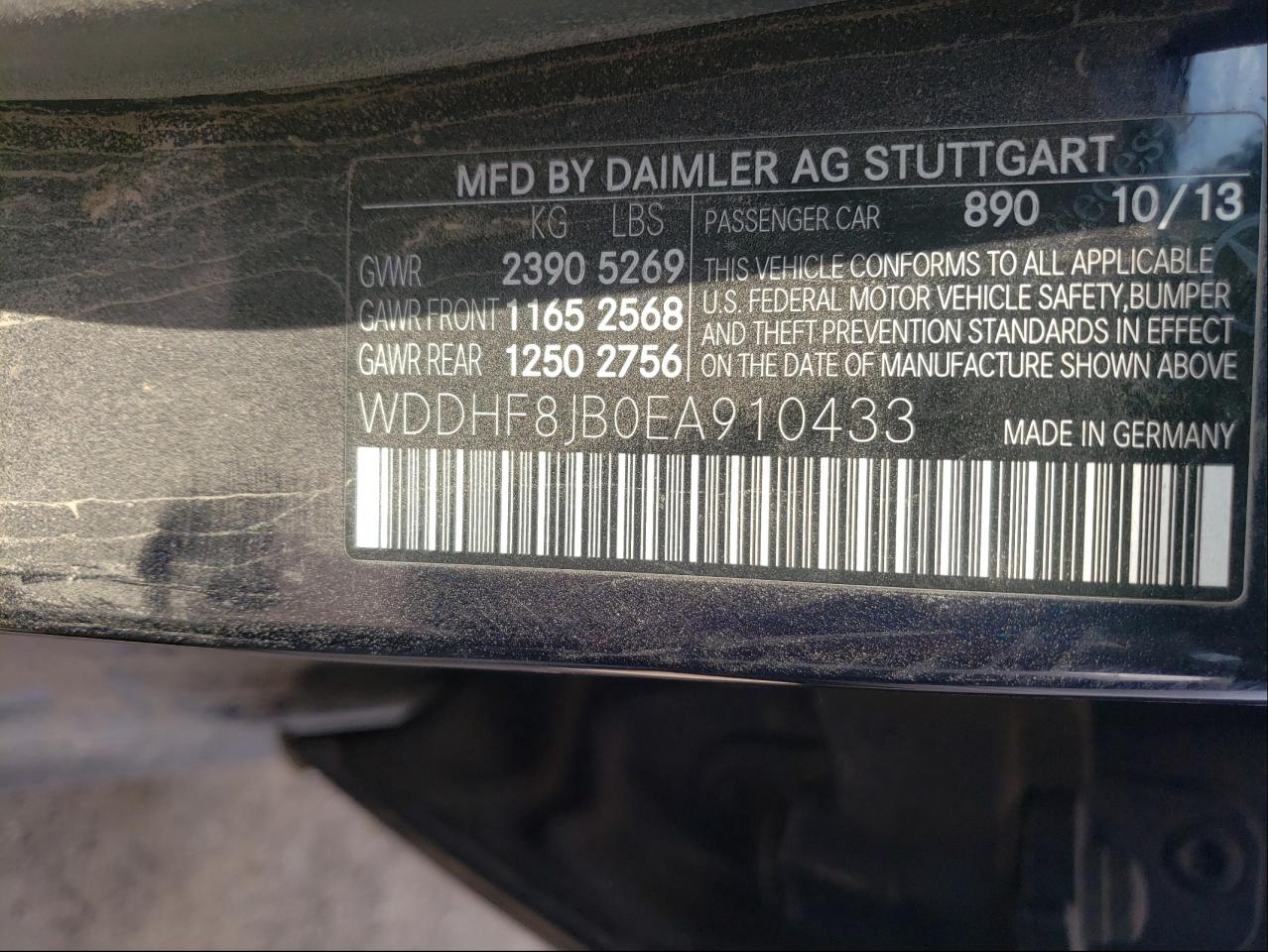 Photo 10 from auction – 2014 MERCEDES-BENZ E 350 4MAT with VIN WDDHF8JB0EA910433