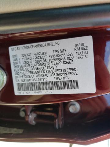 Photo 10 from auction – 2018 ACURA RDX with VIN 5J8TB4H33JL027918