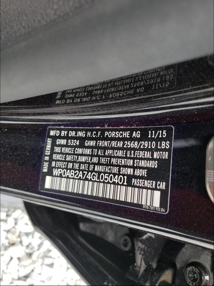 Photo 10 from auction – 2016 PORSCHE PANAMERA S with VIN WP0AB2A74GL050401