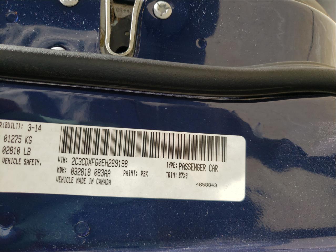 Photo 10 from auction – 2014 DODGE CHARGER SE with VIN 2C3CDXFG0EH269198