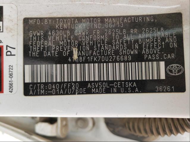 Photo 10 from auction – 2013 TOYOTA CAMRY L with VIN 4T1BF1FK7DU276689