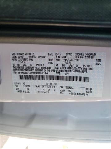 Photo 10 from auction – 2016 FORD ESCAPE SE with VIN 1FMCU0GX9GUB39174