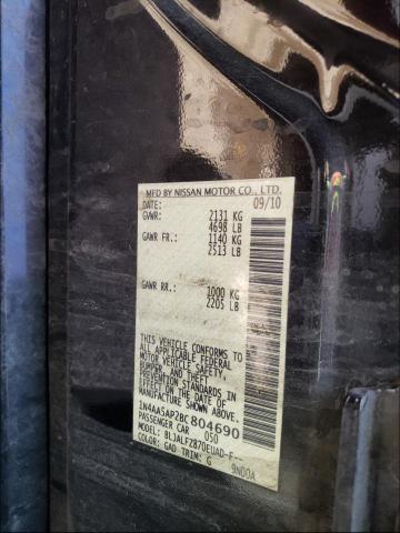 Photo 10 from auction – 2011 NISSAN MAXIMA S with VIN 1N4AA5AP2BC804690