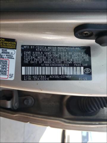 Photo 10 from auction – 2004 TOYOTA CAMRY LE with VIN 4T1BE32K64U889133