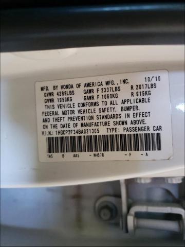 Photo 10 from auction – 2011 HONDA ACCORD LX with VIN 1HGCP2F34BA031305
