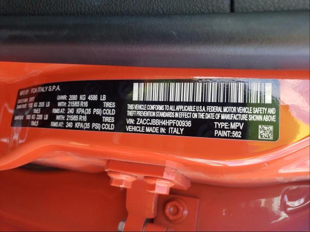 Photo 10 from auction – 2017 JEEP RENEGADE L with VIN ZACCJBBH4HPF00936