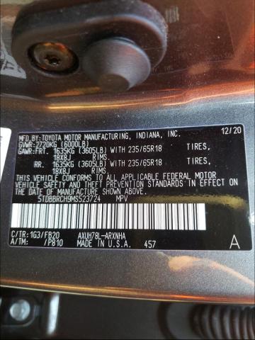 Photo 10 from auction – 2021 TOYOTA HIGHLANDER with VIN 5TDBBRCH9MS523724