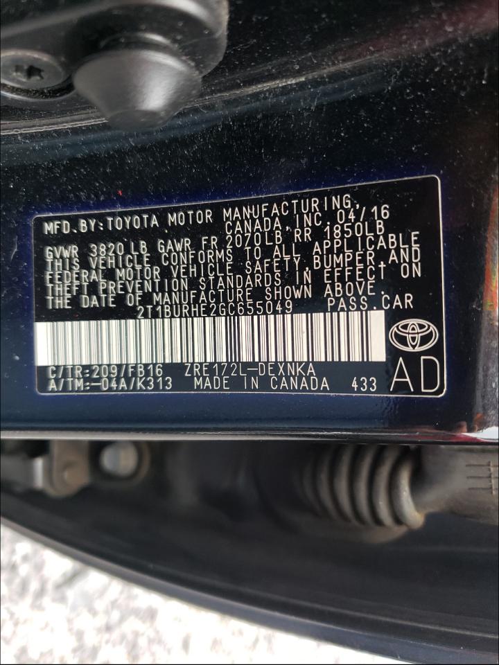 Photo 10 from auction – 2016 TOYOTA COROLLA L with VIN 2T1BURHE2GC655049
