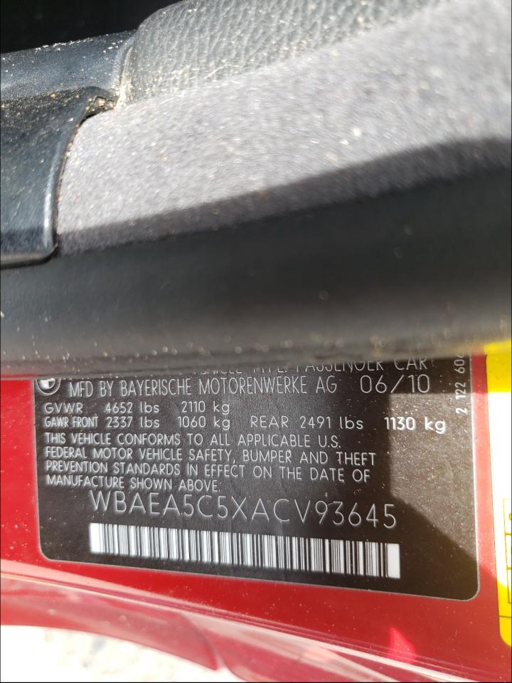 Photo 10 from auction – 2010 BMW 650 I with VIN WBAEA5C5XACV93645