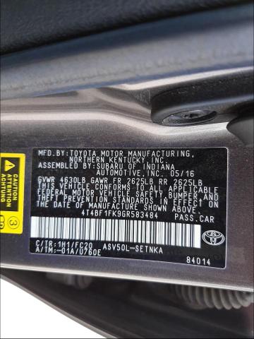Photo 10 from auction – 2016 TOYOTA CAMRY LE with VIN 4T4BF1FK9GR583484