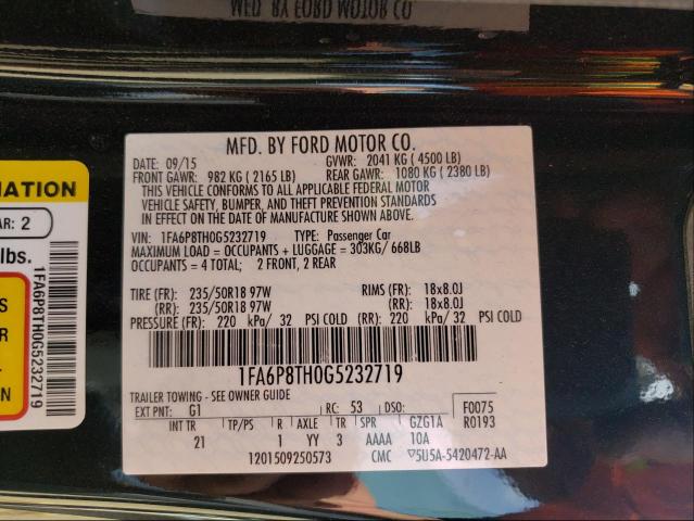 Photo 10 from auction – 2016 FORD MUSTANG with VIN 1FA6P8TH0G5232719
