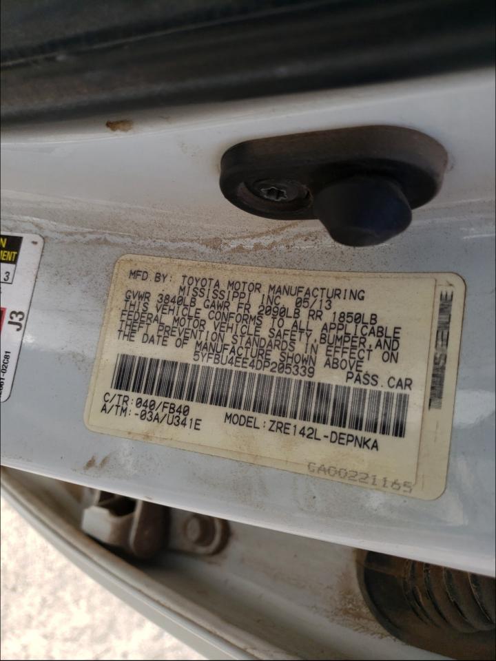 Foto 10 de la subasta – 2013 TOYOTA COROLLA BA con VIN 5YFBU4EE4DP205339