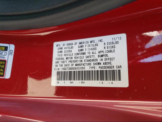 Photo 10 from auction – 2014 HONDA ACCORD EXL with VIN 1HGCT2B86EA003393