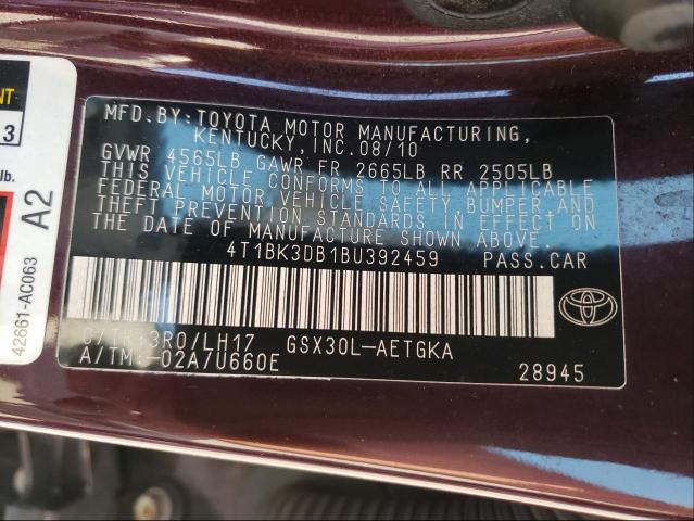 Photo 10 from auction – 2011 TOYOTA AVALON BAS with VIN 4T1BK3DB1BU392459