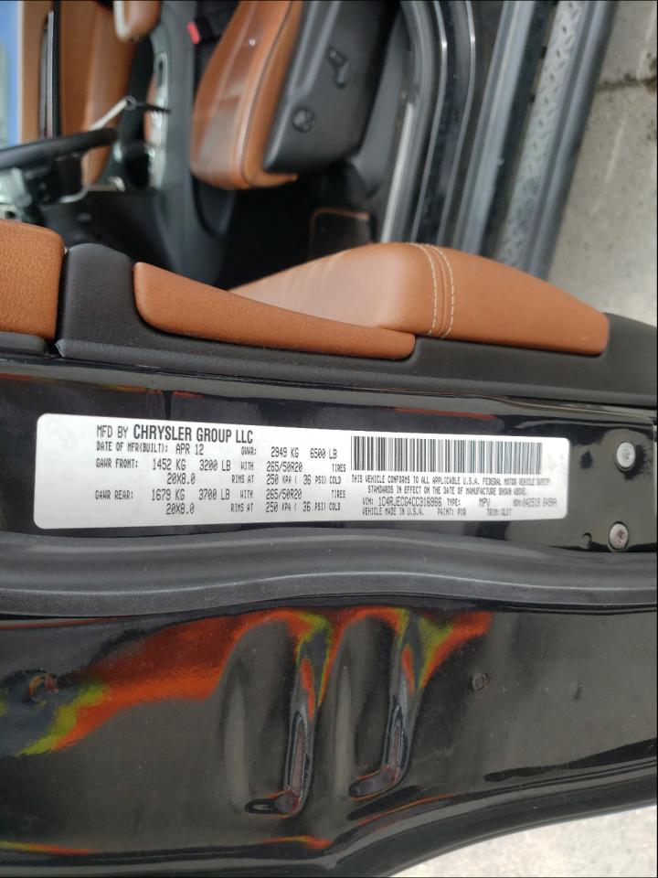 Photo 10 from auction – 2012 JEEP GRAND CHER with VIN 1C4RJECG4CC316966