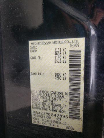 Photo 10 from auction – 2009 NISSAN MAXIMA S with VIN 1N4AA51E29C842896