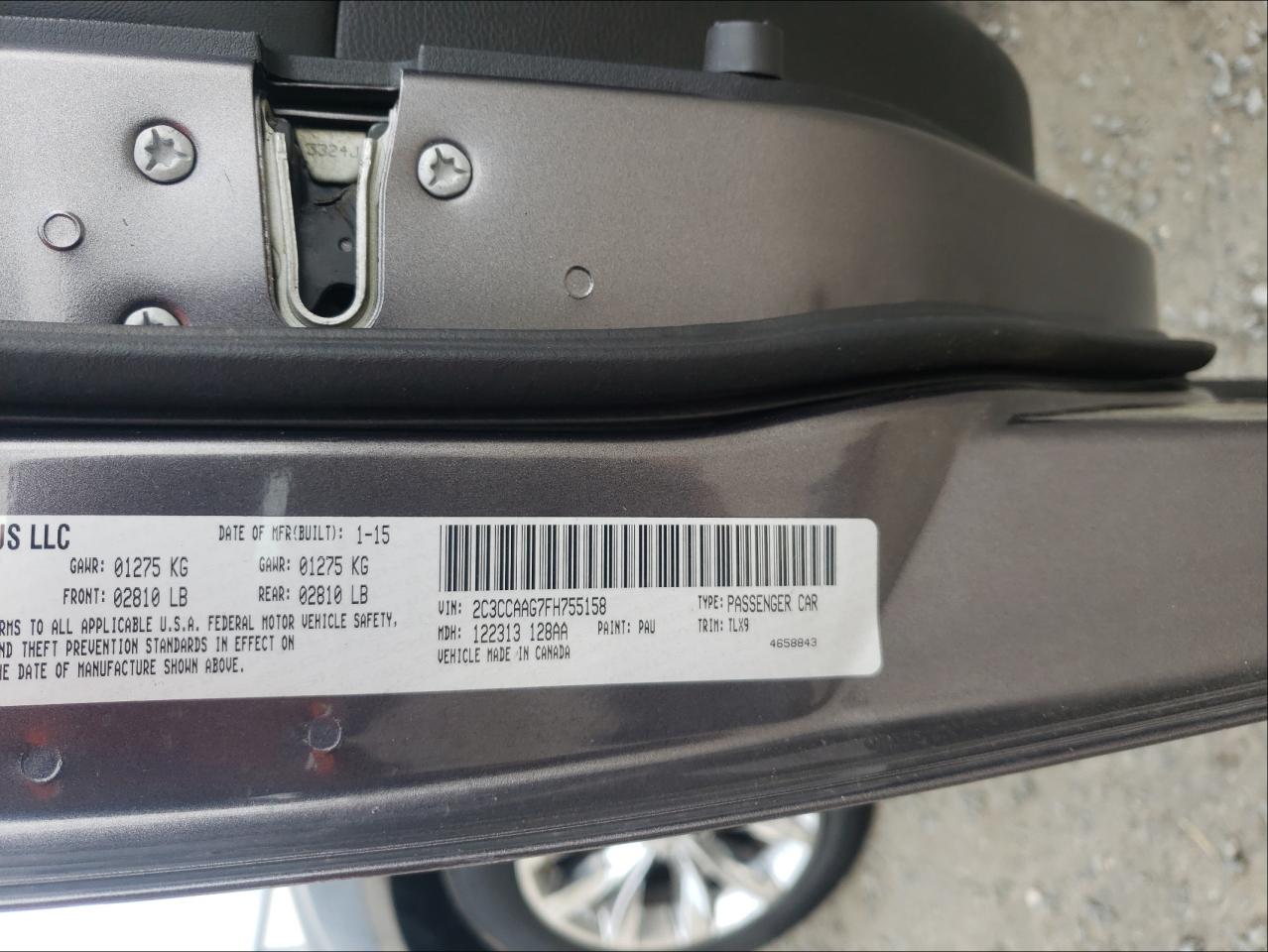 Photo 10 from auction – 2015 CHRYSLER 300 LIMITE with VIN 2C3CCAAG7FH755158
