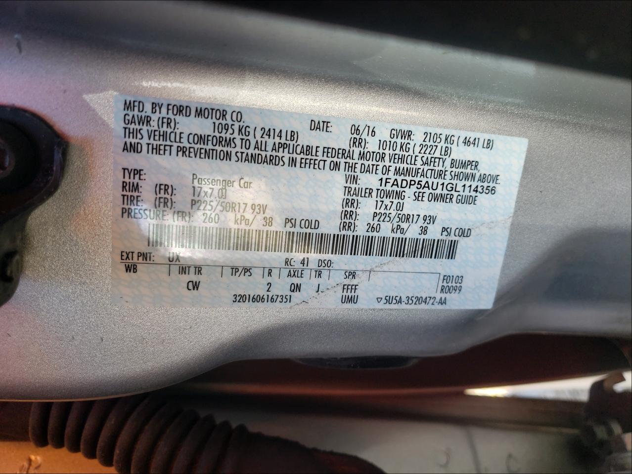 Photo 10 from auction – 2016 FORD C-MAX SE with VIN 1FADP5AU1GL114356