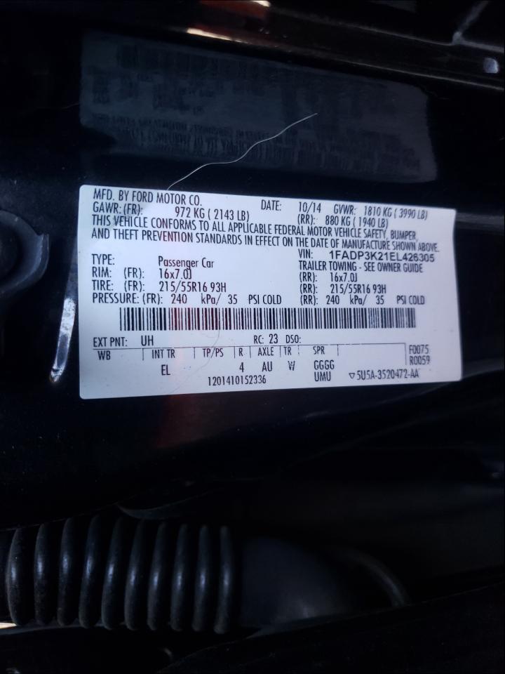 Photo 10 from auction – 2014 FORD FOCUS SE with VIN 1N4BA41E48C832772